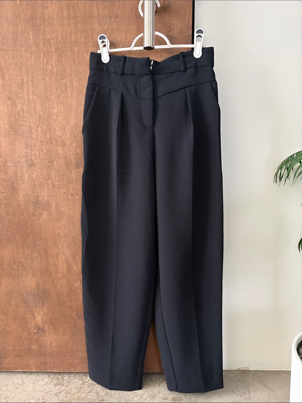 Wilfred Black High-Waist Pleated Straight Trousers